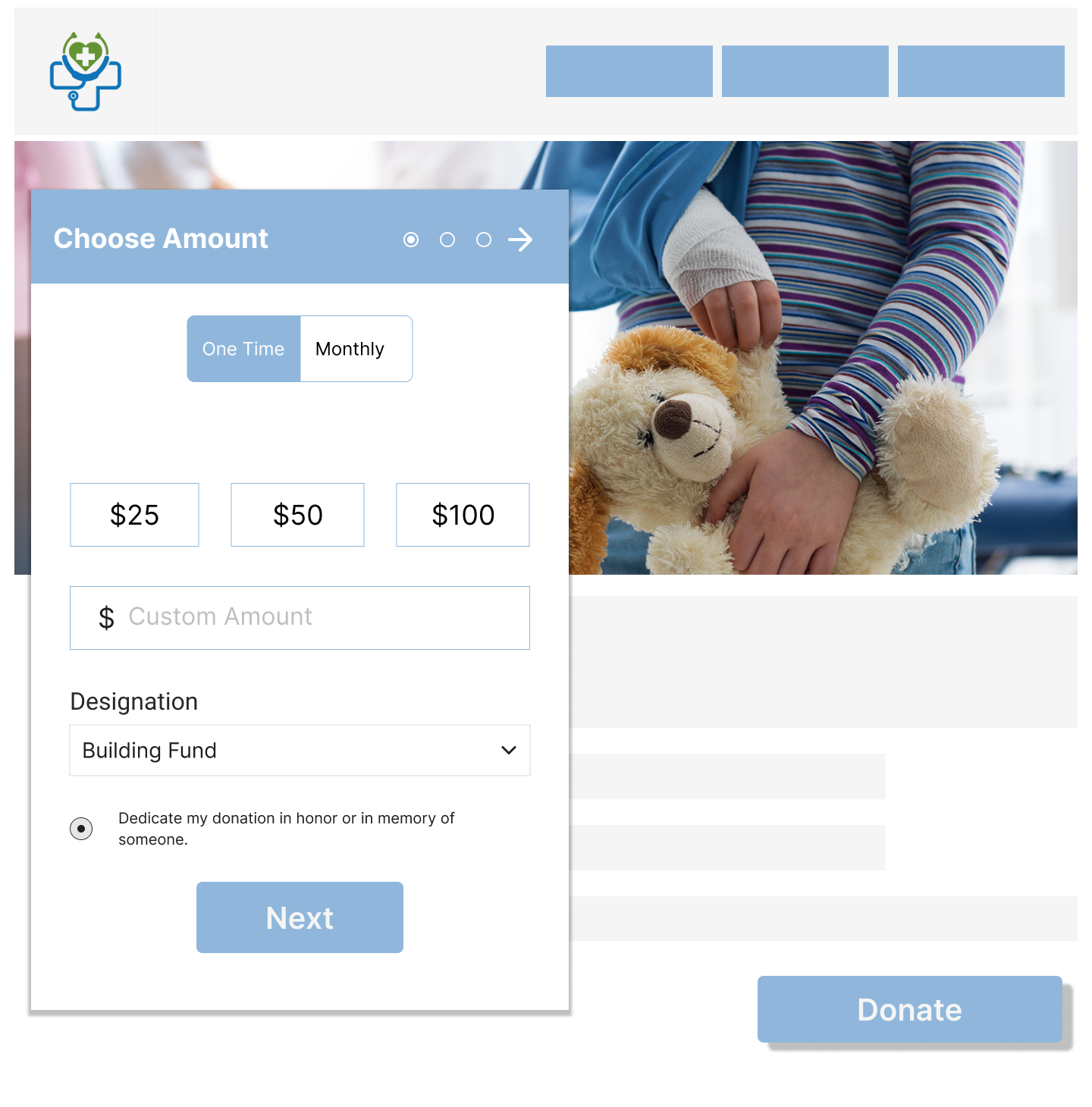 Karma Payments custom donation page form for easy fundraising